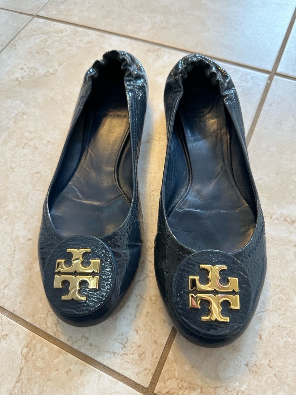 Women’s Tory Burch dolphin blue Reva ballet flat, size 8.5